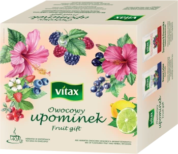 Zestaw herbat owocowo-ziołowych w kopertach Vitax Owocowy Upominek, 4 smaki,  40 sztuk x 2g
