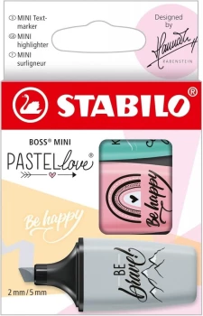 Zakreślacz Stabilo Boss Mini Pastellove, ścięta, w etui, 3 sztuki, mix kolorów