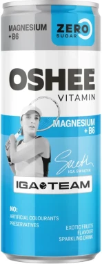 Napój gazowany Oshee Vitamin Energy Zero, Magnez + witamina B6, owoce egzotyczne, puszka, 250ml