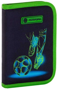 Piórnik 1-komorowy Astra Astrabag AC11 Football Motion, z wyposażeniem, 20x14x3.5cm, czarno-zielony