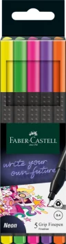 Cienkopis Faber Castell Grip, 0.4mm, 5 sztuk, mix kolorów neonowych