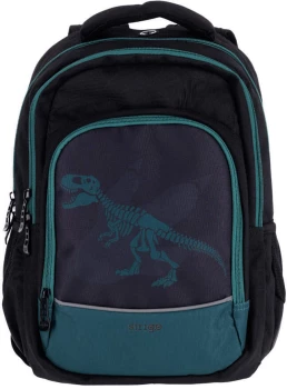 Plecak szkolny Strigo Misty Dinozaur, dwukomorowy, 24l, 39x27x18cm, czarny