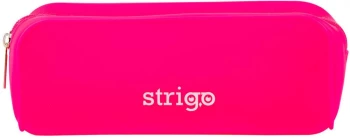 Piórnik 1-komorowy Strigo, silikonowy, prostokątny, bez wyposażenia, różowy neonowy