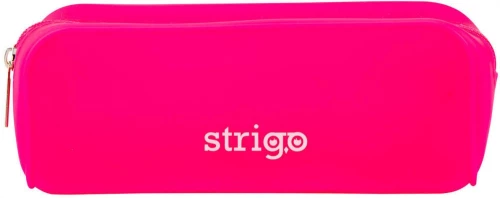Piórnik 1-komorowy Strigo, silikonowy, prostokątny, bez wyposażenia, różowy neonowy