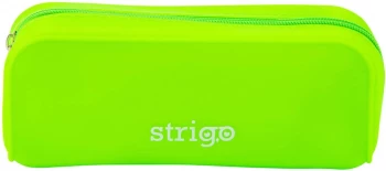 Piórnik 1-komorowy Strigo, silikonowy, prostokątny, bez wyposażenia, zielony neonowy