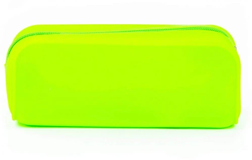 Piórnik 1-komorowy Strigo, silikonowy, prostokątny, bez wyposażenia, zielony neonowy
