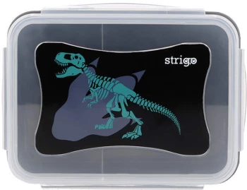 Lunchbox Strigo Dinozaur, 16.5x12x6.5cm, transparentny/czarny
