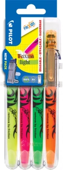 Zakreślacz wymazywalny Pilot Frixion Light X4, ścięta, 4mm, 4 sztuki, mix kolorów