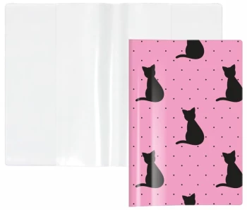 Okładka na książeczkę zdrowia dla zwierząt Biurfol Koty, A6, 105x148mm, różowo-czarny