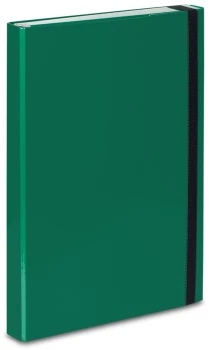 Teczka kartonowa z gumką VauPe Box z mechanizmem ringowym, A4, 30mm, zielony