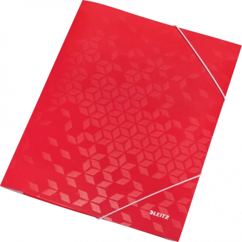 Teczka kartonowa z narożną gumką Leitz Wow, A4, 300g/m2, 15mm, czerwony