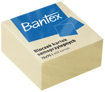 Karteczki samoprzylepne Bantex, 75x75mm, 400 karteczek, żółty