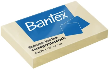 Karteczki samoprzylepne Bantex, 50x75mm, 100 karteczek, żółty