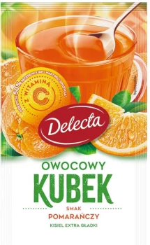 Outlet: Kisiel Delecta Owocowy Kubek Extra Gładki, pomarańczowy, 30g