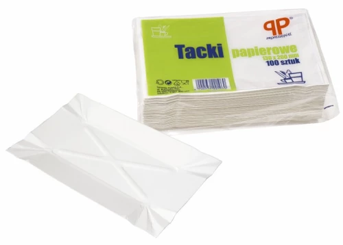 Tacki jednorazowe PP Professional, 13x20cm, papier, 100 sztuk, biały