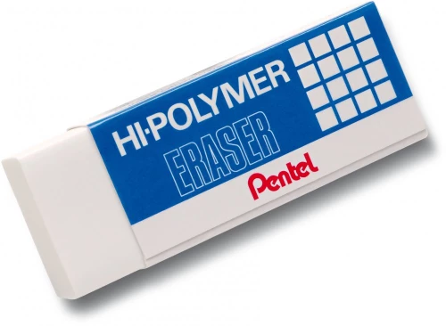 Gumka ołówkowa Pentel ZEH Hi-Polymer, 43x17.4x11.7mm, biały