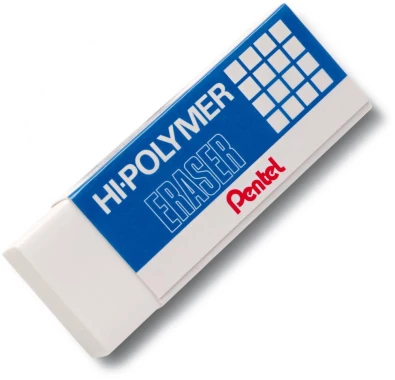 Gumka ołówkowa Pentel ZEH Hi-Polymer, 43x17.4x11.7mm, biały