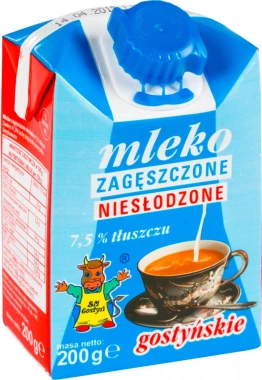 Mleko zagęszczone niesłodzone Gostyń, 7.5%, 200g