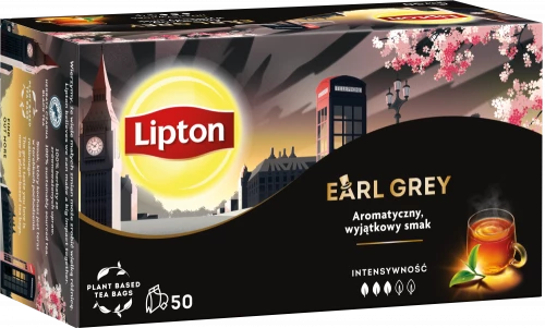 Herbata Earl Grey czarna w torebkach Lipton, 50 torebek x 1.5g