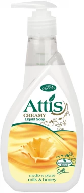 Mydło w płynie Attis  Gold Drop, mleko & miód,z dozownikiem, 400ml (c)