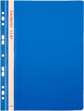 Skoroszyt plastikowy oczkowy Biurfol, do akt osobowych, A4, do 200 kartek, niebieski
