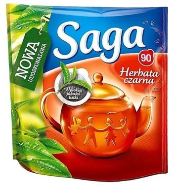 Herbata czarna w torebkach Saga, 90 sztuk x 1.4g