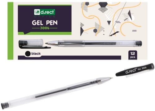 Długopis żelowy D.Rect, 3006, 0.5mm czarne