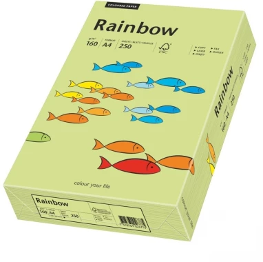 Papier kolorowy Rainbow, A4, 160g/m2, 250 arkuszy, zielony jasny (R74)