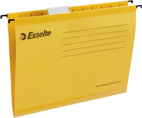 Teczka zawieszkowa kartonowa Esselte Classic, wzmacniana, A4, 345x240mm, 210g/m2, żółty
