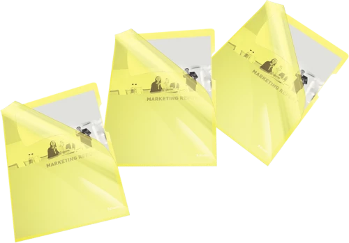 Ofertówki krystaliczne Esselte, "L", sztywne, A4, 150µm, 25 sztuk, żółty