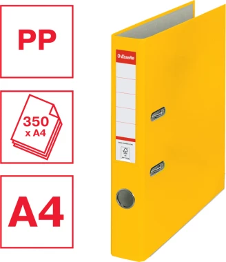 Segregator Esselte, A4, szerokość grzbietu 50mm, do 350 kartek, ekonomiczny, żółty