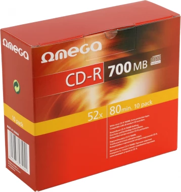 Płyta CD-R Omega, do jednokrotnego zapisu, 700 MB, slim, 10 sztuk