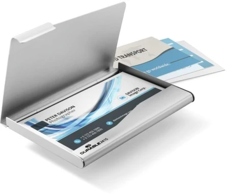 Wizytownik kieszonkowy Durable Business Card Box, na 20 wizytówek, srebrny