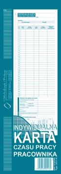 Druk akcydensowy Indywidualna karta czasu pracy pracownika MiP 531-0, 40k