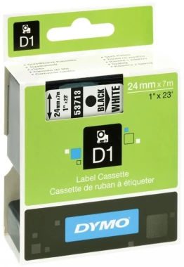 Taśma do drukarek etykiet Dymo D1, 24mmx7m, nadruk czarny, taśma biała