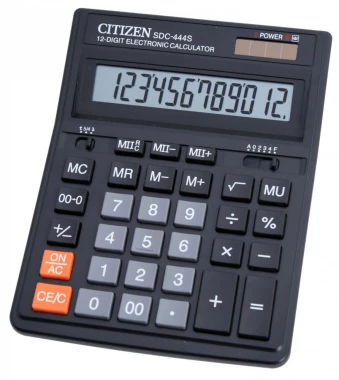 Kalkulator biurowy Citizen SDC 444S, 12 cyfr, czarny