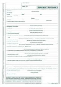 Druk akcydensowy świadectwo pracy MiP 501-1, A4, 1 kopia, 40k