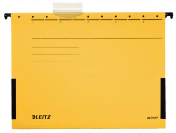 Teczka zawieszkowa kartonowa z rozciągliwymi bokami Leitz Alpha, A4, 348x260mm, 275g/m2, żółty