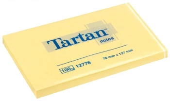 Karteczki samoprzylepne Tartan, 76x127mm, 100 karteczek, żółty pastelowy
