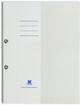 Skoroszyt kartonowy oczkowy Barbara, 1/2 A4, do 150 kartek, 280g/m2, biały