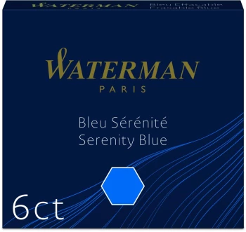 Naboje do piór Waterman, International, krótkie, 6 sztuk, niebieski