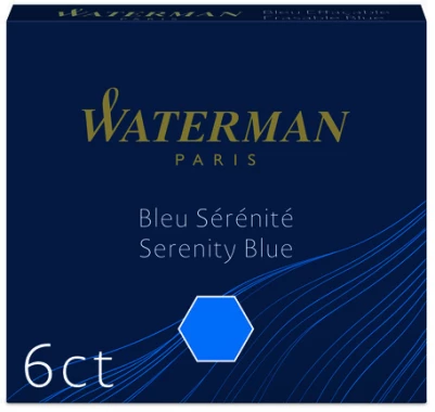 Naboje do piór Waterman, International, krótkie, 6 sztuk, niebieski