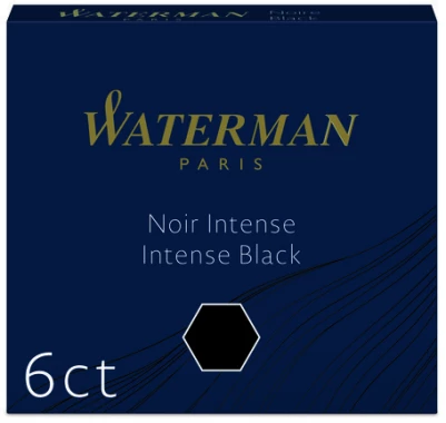 Naboje do piór Waterman, International, krótkie, 6 sztuk, czarny