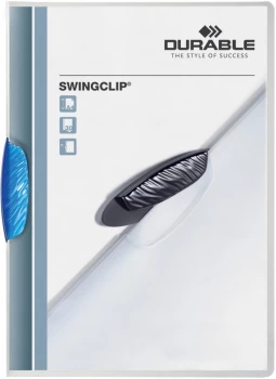Skoroszyt plastikowy Durable Swingclip z klipsem, A4, do 30 kartek, niebieski