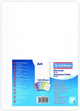 Skoroszyt plastikowy bez oczek Donau, A4, do 200 kartek, biały