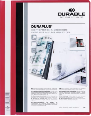 Skoroszyt plastikowy Duraplus Durable, A4, prezentacyjny, czerwony