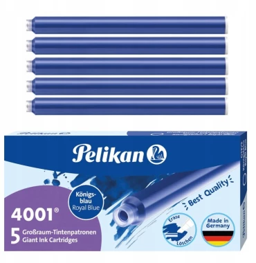 Naboje atramentowe długie Pelikan 4001, 5 sztuk, niebieski