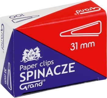 Spinacze Grand, trójkątne, 31 mm, 100 sztuk, srebrny