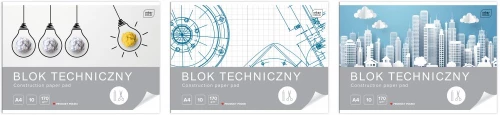 Blok techniczny Interdruk, A4, 10 kartek, biały, mix wzorów