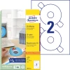 Etykiety na płyty CD/DVD Avery Zweckform, z kółkiem centrującym, 117mm, 25 arkuszy, biały